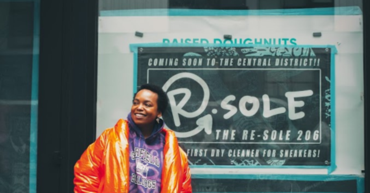 Photo of Takiyah Ward in front of her new business space for the Resole 206 Photo of Takiyah Ward in front of her new business space for the Resole 206